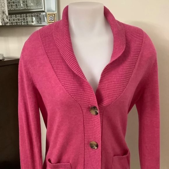 Mossimo Cotton deep Rose Pink cardigan Medium - Picture 4 of 6
